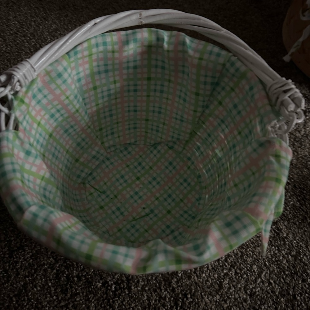 Plaid Lined Wicker Basket